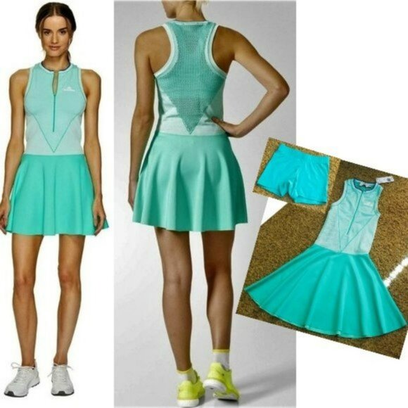 Nwt Adidas Stella McCartney Tennis Dress w/ Zipper skirt Green XS